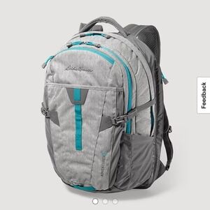 Eddie Bauer 30L Gray Backpack with Teal Highlights- BRAND NEW WITH TAGS